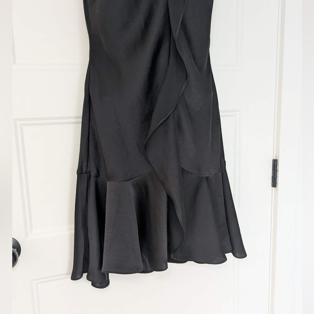 Wilfred Hera Satin Ruffle Mini Dress Black Size S Aritzia - Picture 9 of 12